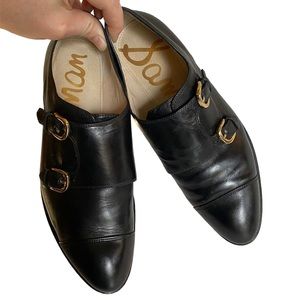 Sam Edelman mod black genuine leather shoes with gold buckle detail size 10 M
